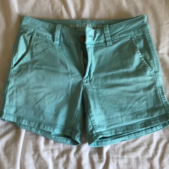 American Eagle Chino Midi Shorts in Turquoise - Picture 2 of 6